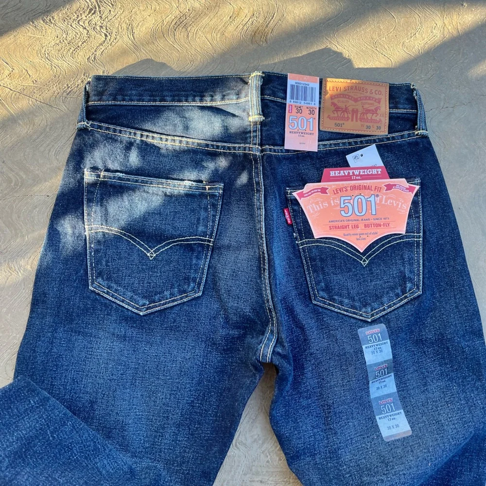 LEVI’S | 501 Dark Blue Button Fly Straight Denim Jeans 30x30 NWT - Picture 3 of 5